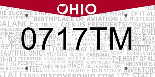 0717TM Ohio License Plate