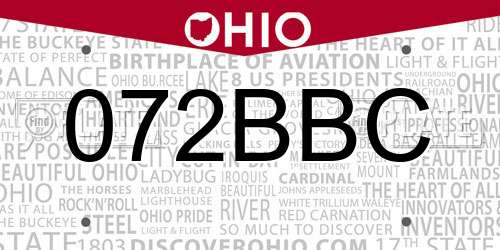 072BBC Ohio License Plate