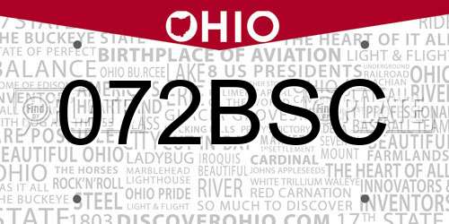 072BSC Ohio License Plate