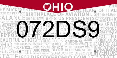 072DS9 Ohio License Plate