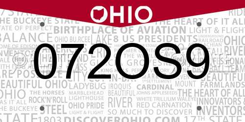 072OS9 Ohio License Plate