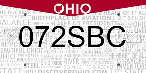 072SBC Ohio License Plate