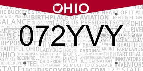 072YVY Ohio License Plate