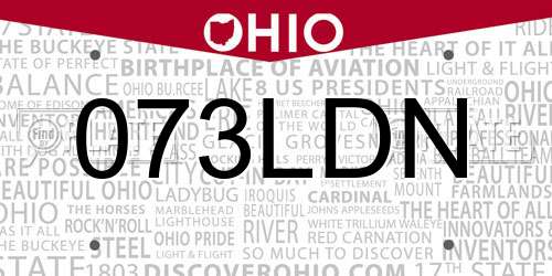 073LDN Ohio License Plate