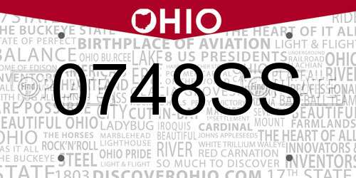 0748SS Ohio License Plate
