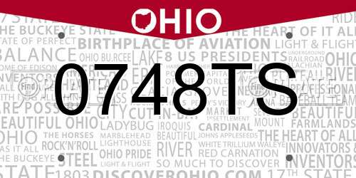 0748TS Ohio License Plate