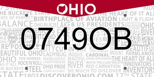 0749OB Ohio License Plate