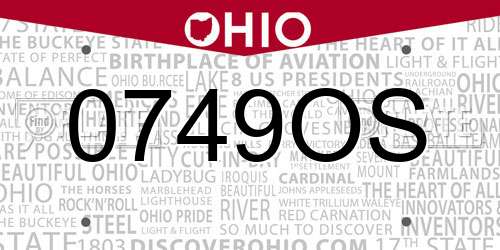 0749OS Ohio License Plate