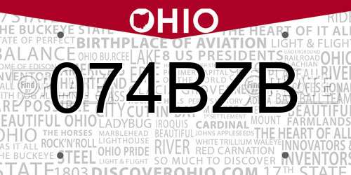 074BZB Ohio License Plate