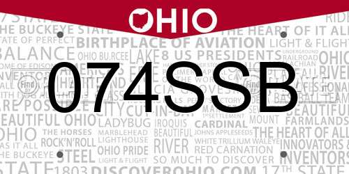 074SSB Ohio License Plate