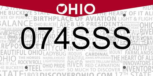 074SSS Ohio License Plate