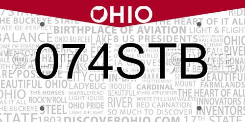 074STB Ohio License Plate