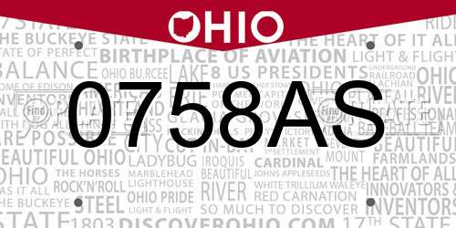 0758AS Ohio License Plate