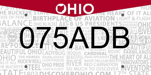 075ADB Ohio License Plate
