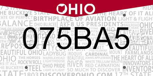 075BA5 Ohio License Plate