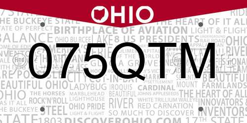 075QTM Ohio License Plate