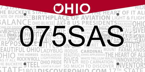 075SAS Ohio License Plate
