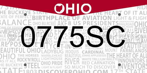0775SC Ohio License Plate