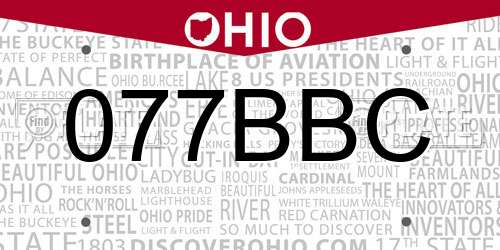 077BBC Ohio License Plate