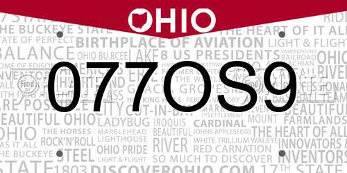 077OS9 Ohio License Plate