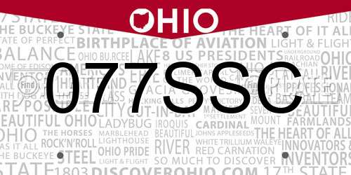 077SSC Ohio License Plate