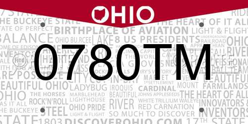 0780TM Ohio License Plate