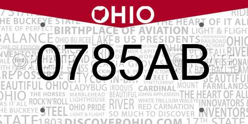0785AB Ohio License Plate