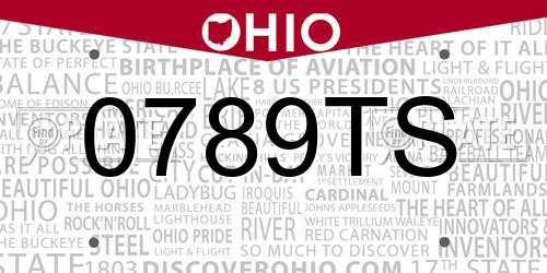 0789TS Ohio License Plate