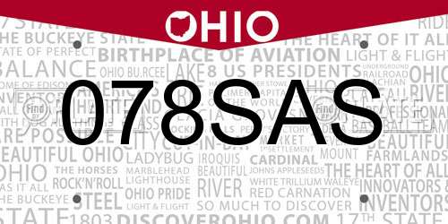 078SAS Ohio License Plate