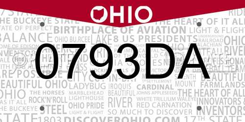 0793DA Ohio License Plate