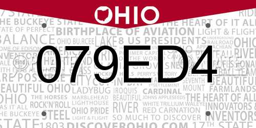 079ED4 Ohio License Plate