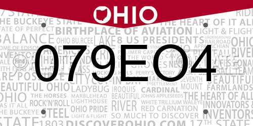 079EO4 Ohio License Plate