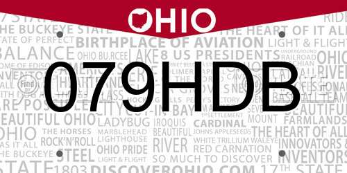 079HDB Ohio License Plate