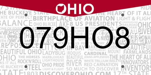 079HO8 Ohio License Plate