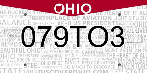 079TO3 Ohio License Plate