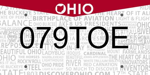 079TOE Ohio License Plate