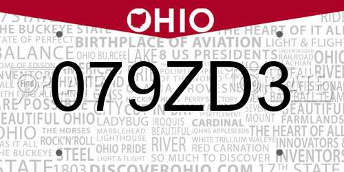 079ZD3 Ohio License Plate