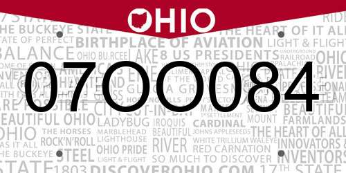 07OO084 Ohio License Plate