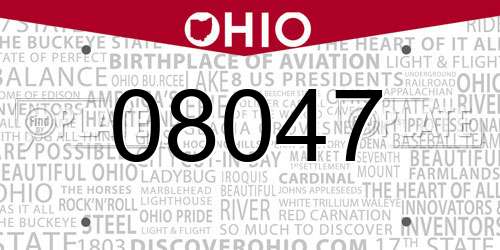 08047 Ohio License Plate