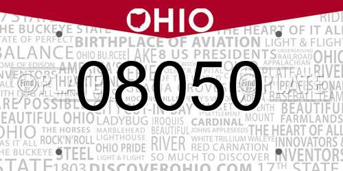 08050 Ohio License Plate