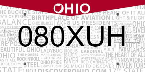 080XUH Ohio License Plate