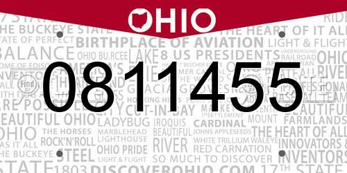 0811455 Ohio License Plate