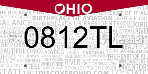 0812TL Ohio License Plate