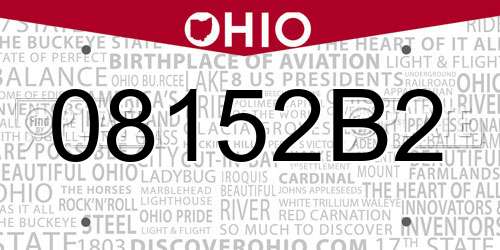 08152B2 Ohio License Plate