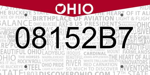 08152B7 Ohio License Plate