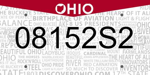 08152S2 Ohio License Plate