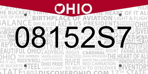 08152S7 Ohio License Plate