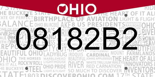 08182B2 Ohio License Plate