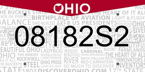 08182S2 Ohio License Plate