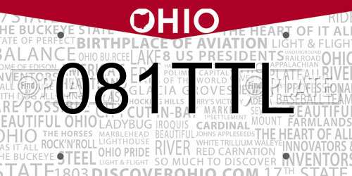 081TTL Ohio License Plate